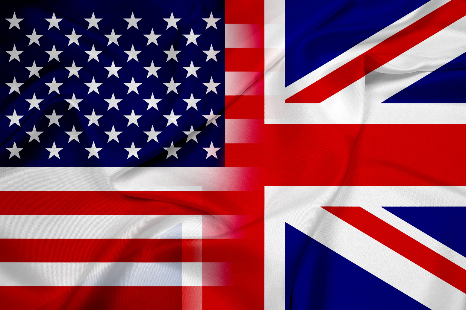 Waving USA and UK Flag